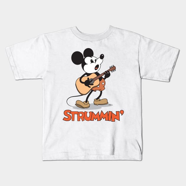 Strummin' Mickey Kids T-Shirt by jaytee